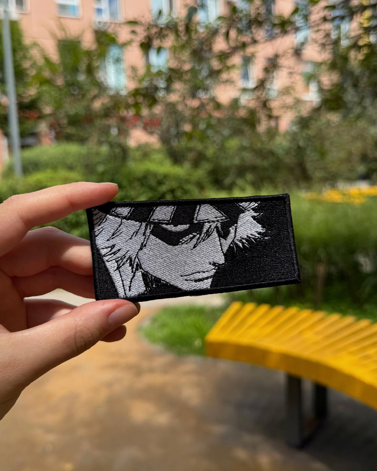 Black White Manga Portrait Embroidered Patch