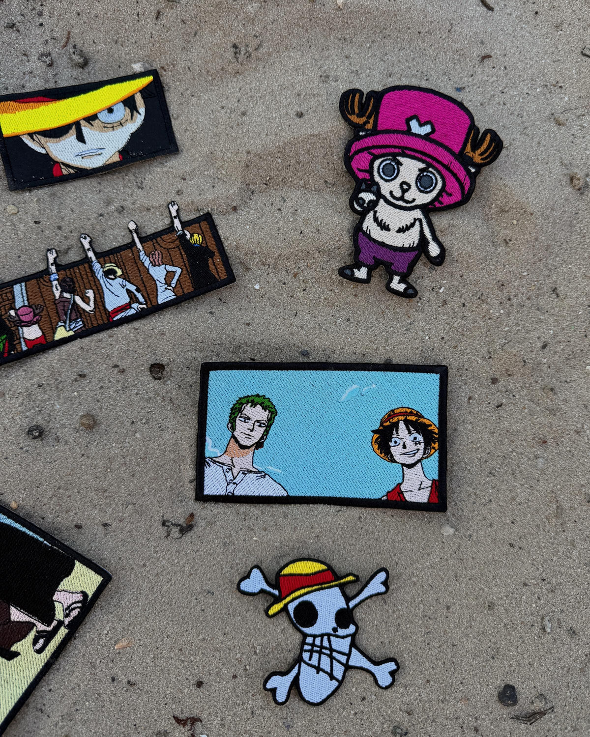 Anime Pirates Embroidered Patch, Green-Haired Swordsman & Straw Hat Captain, Blue Sky Scene