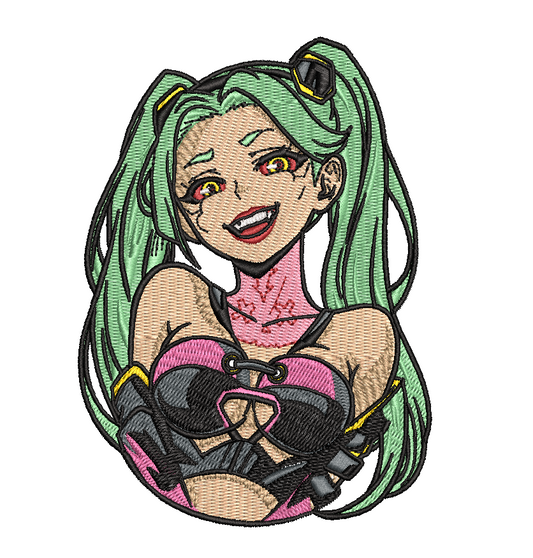 Cyberpunk Anime Girl Embroidered Patch – 12×9 cm