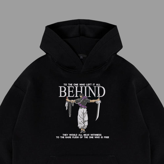 Behind hoodie