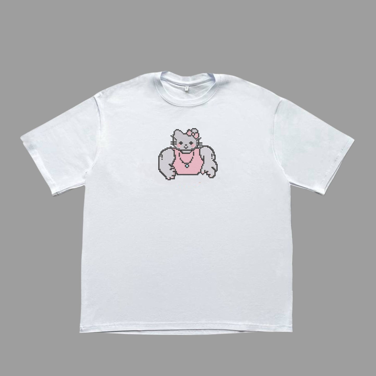 Muscle kitty pixel tee XS