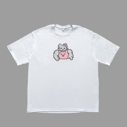 Muscle kitty pixel tee XS