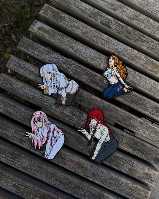 Embroidered Anime Girl Patch – Red Hair Yellow Eyes