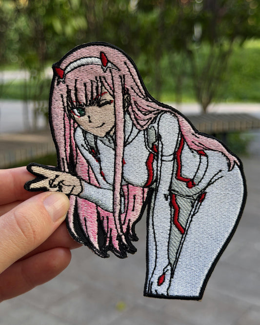 Embroidered Anime Girl Patch – Pink Hair