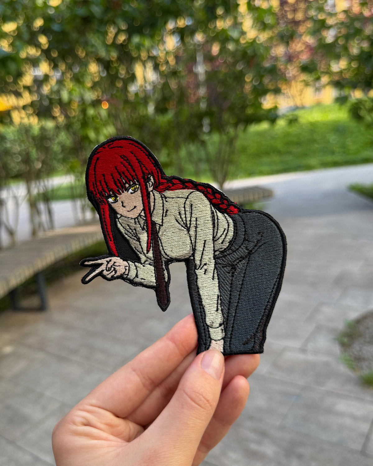 Embroidered Anime Girl Patch – Red Hair Yellow Eyes