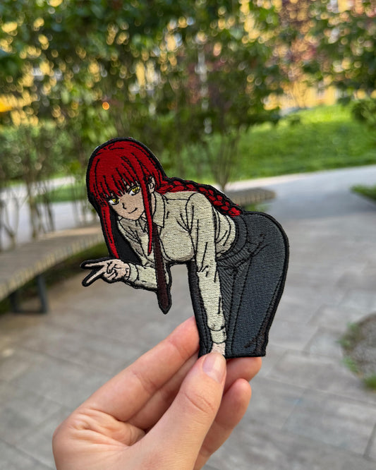 Embroidered Anime Girl Patch – Red Hair Yellow Eyes