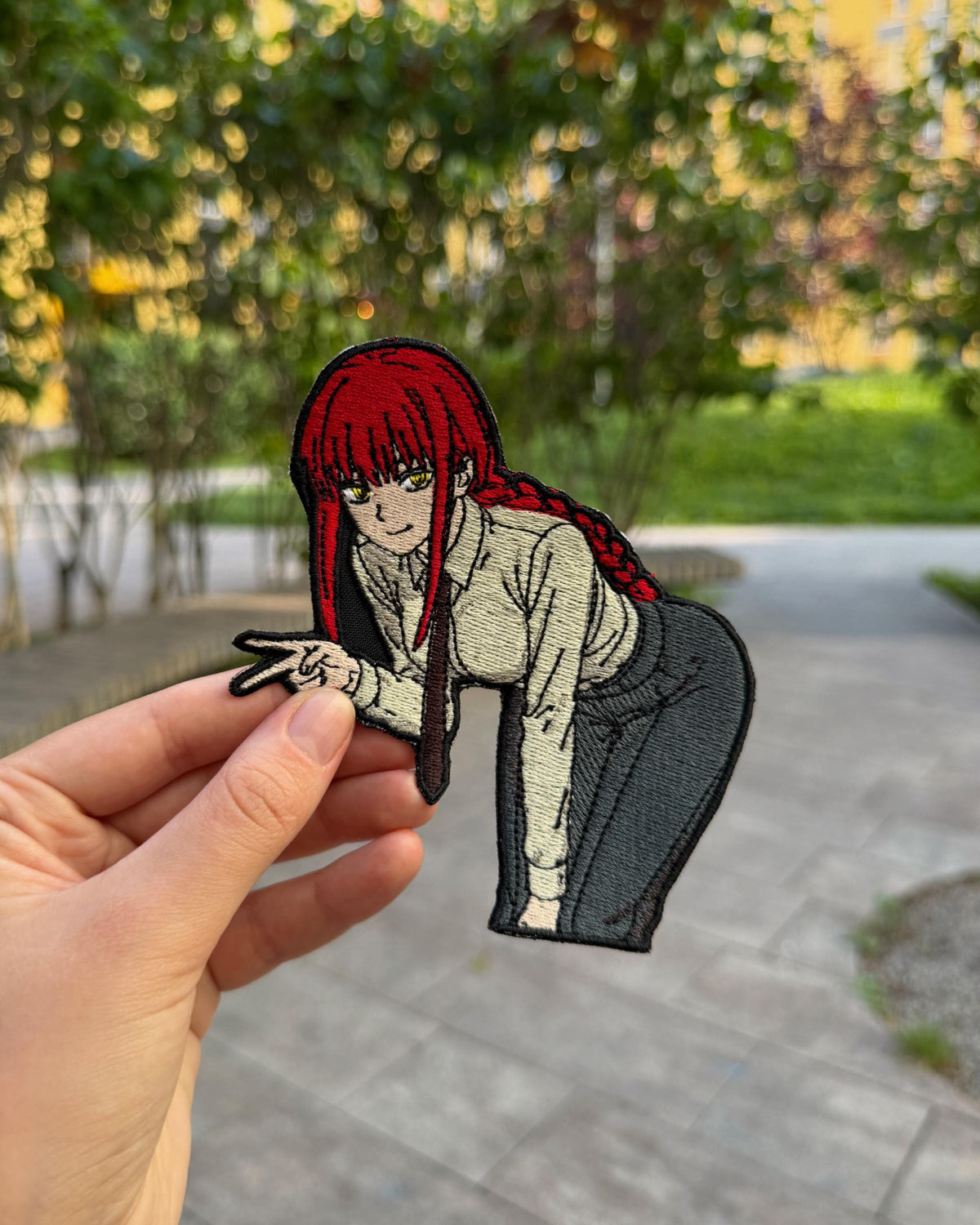 Embroidered Anime Girl Patch – Red Hair Yellow Eyes