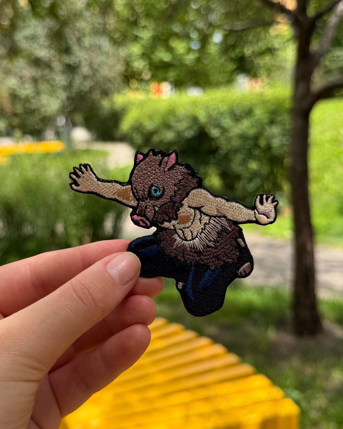 KNY Boar Mask Fighter Embroidered Patch