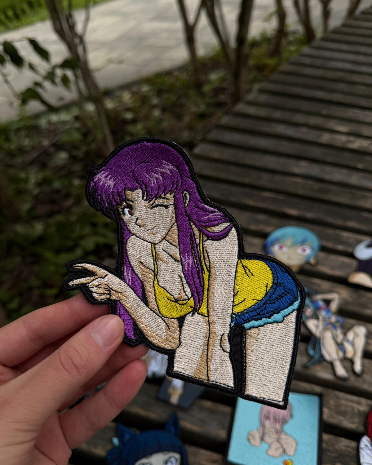 NGE Purple Hair Anime Girl Embroidered Patch