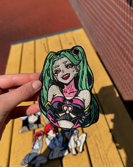 Cyberpunk Green Hair Anime Girl Embroidered Patch