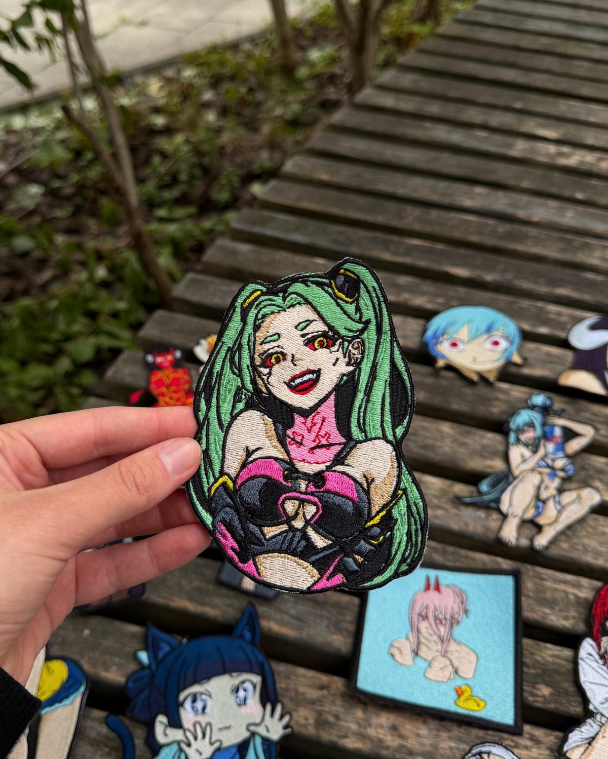 Cyberpunk Green Hair Anime Girl Embroidered Patch