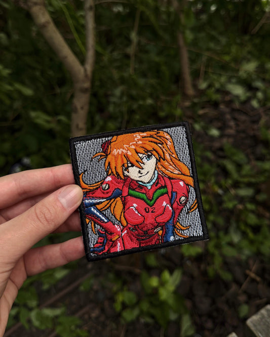 Anime Girl Embroidered Patch – Orange Hair Mecha Pilot in Red Suit, Retro 90s
