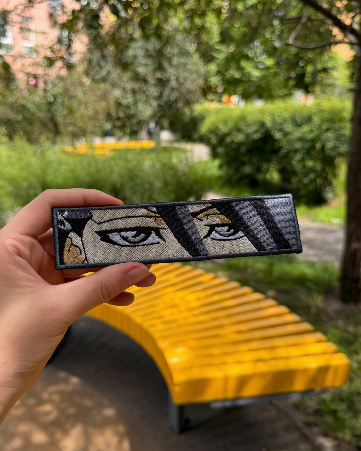 Grey Anime Eyes Embroidered Patch