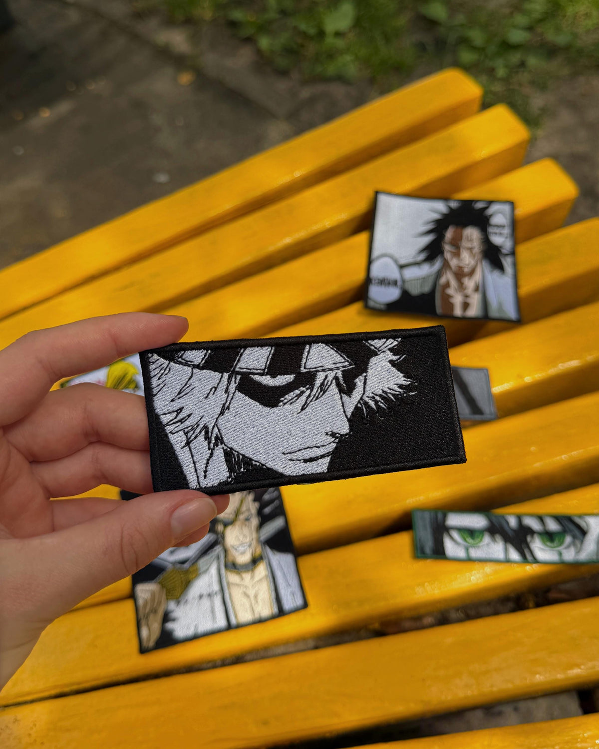 Black White Manga Portrait Embroidered Patch