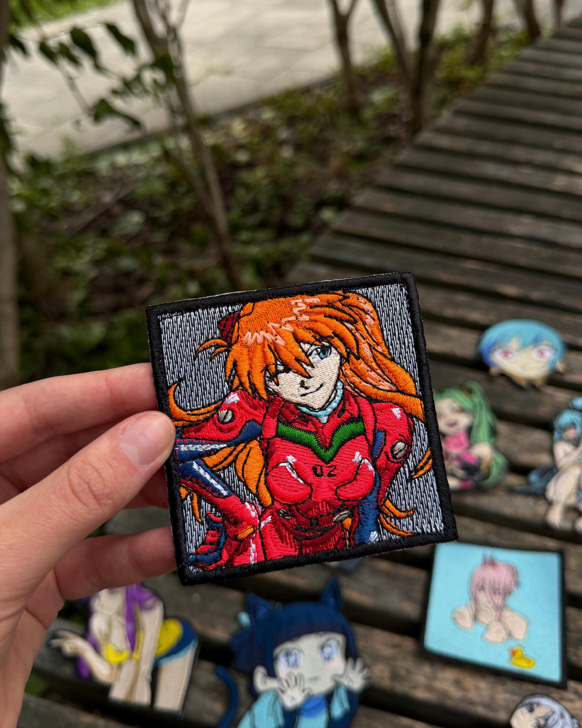 Anime Girl Embroidered Patch – Orange Hair Mecha Pilot in Red Suit, Retro 90s