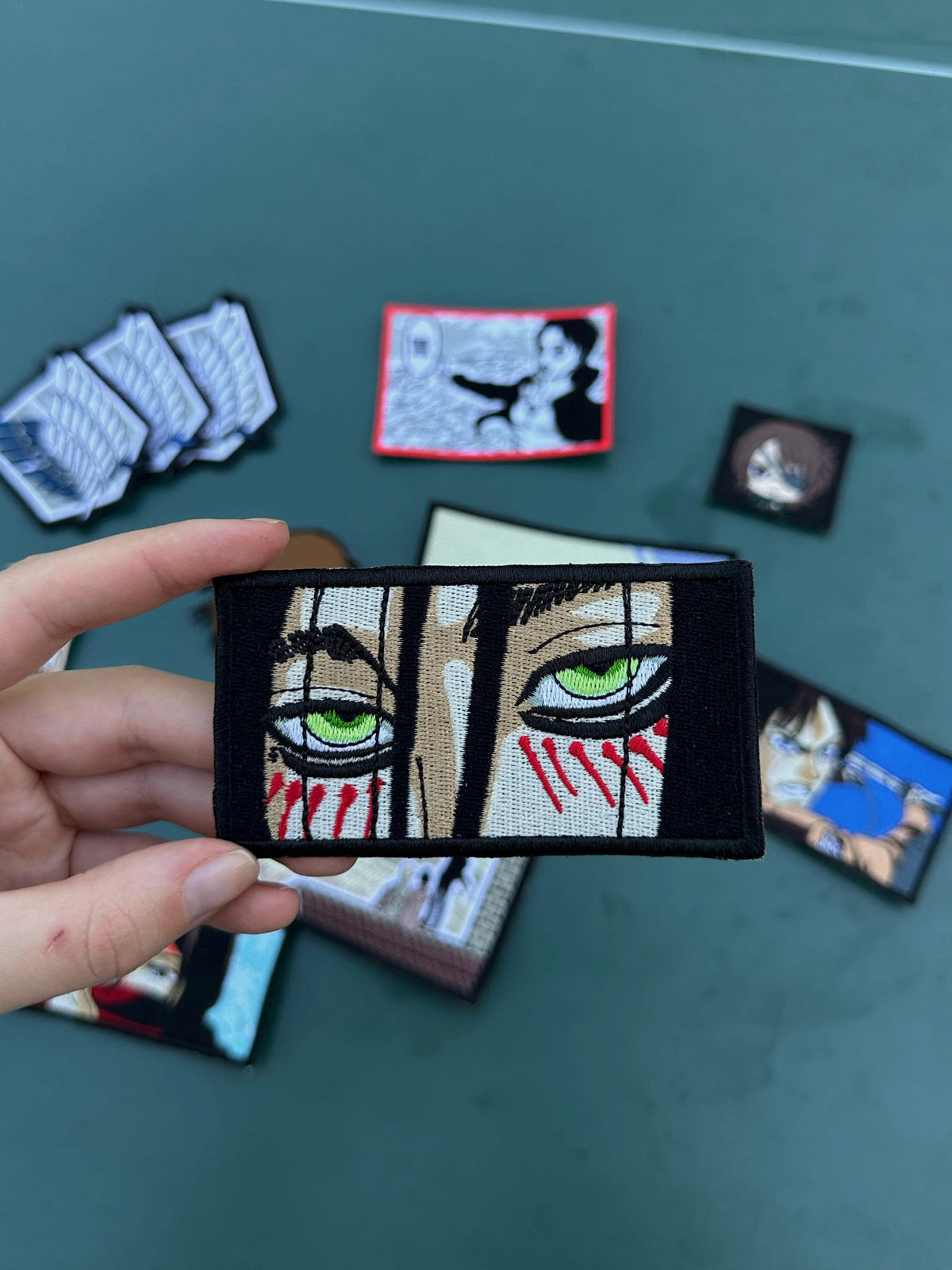 Anime Eyes Embroidered Patch, Manga Style Green Eye Applique, Otaku Gift for Jackets