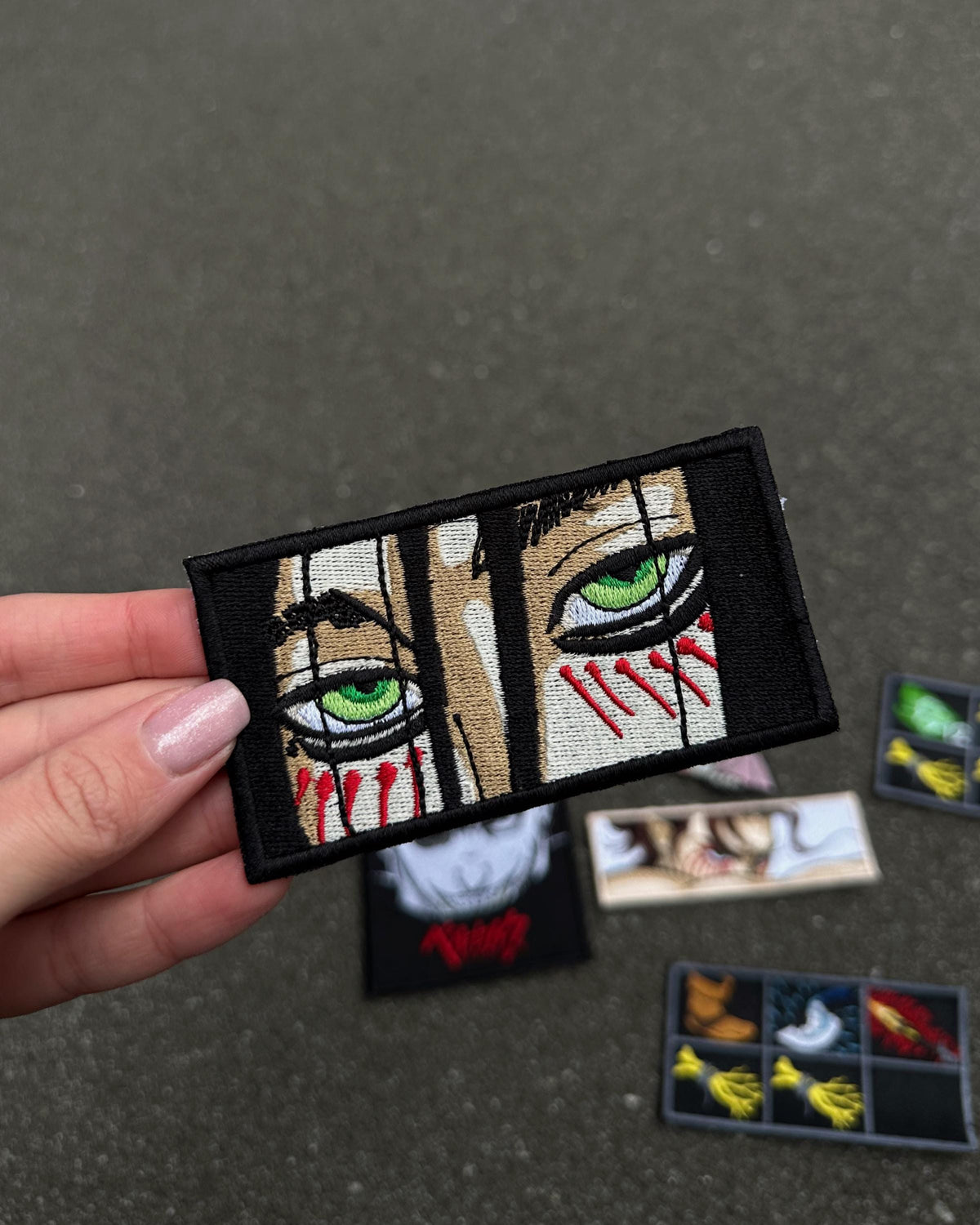 Anime Eyes Embroidered Patch, Manga Style Green Eye Applique, Otaku Gift for Jackets