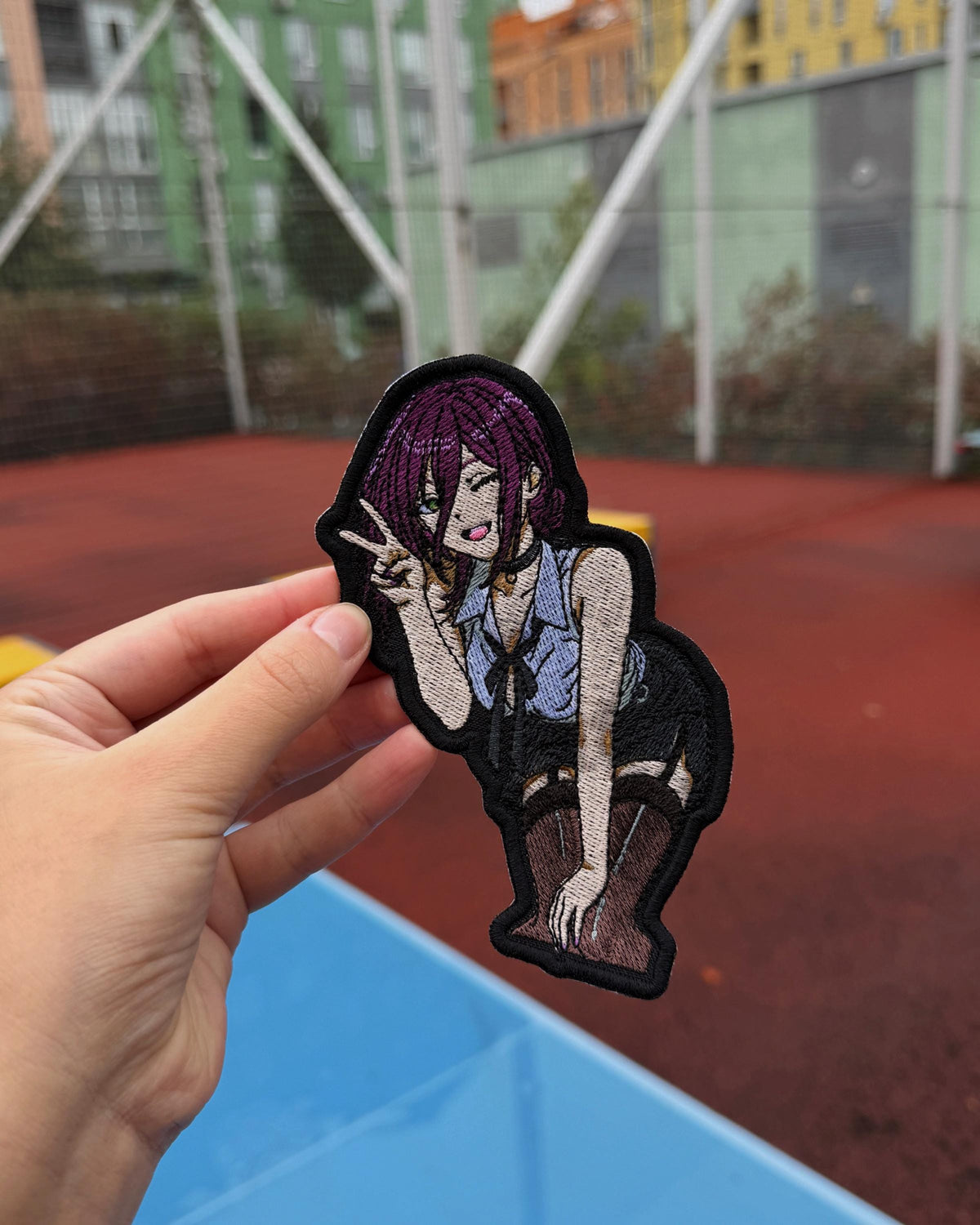 Violet Wink Anime Girl Embroidered Patch