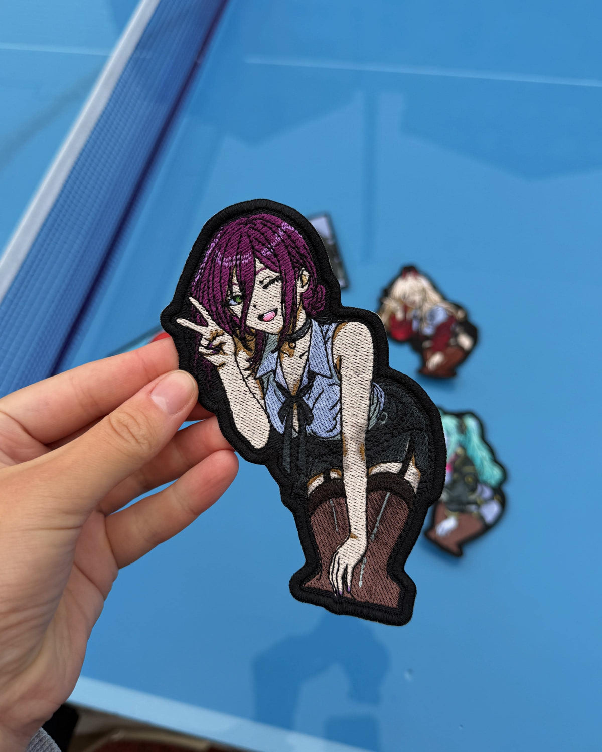 Violet Wink Anime Girl Embroidered Patch