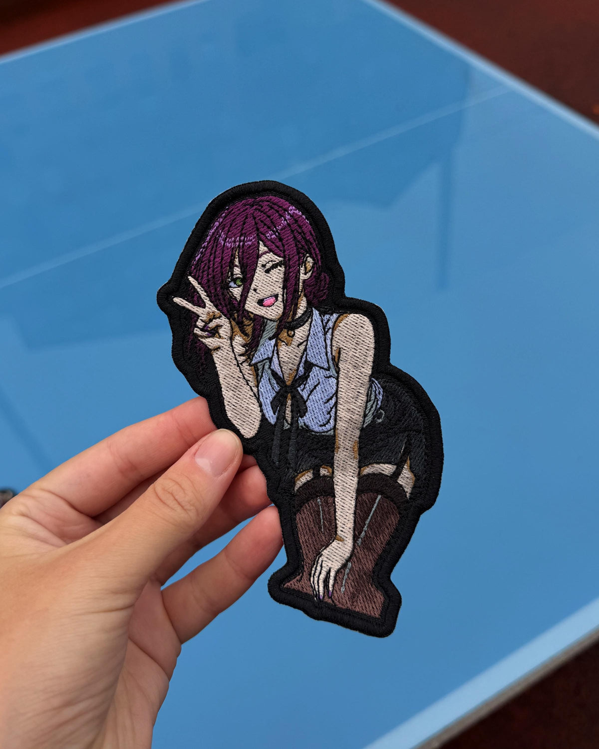 Violet Wink Anime Girl Embroidered Patch